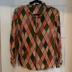 & Other Stories Colorful Harlequin Pattern Blouse